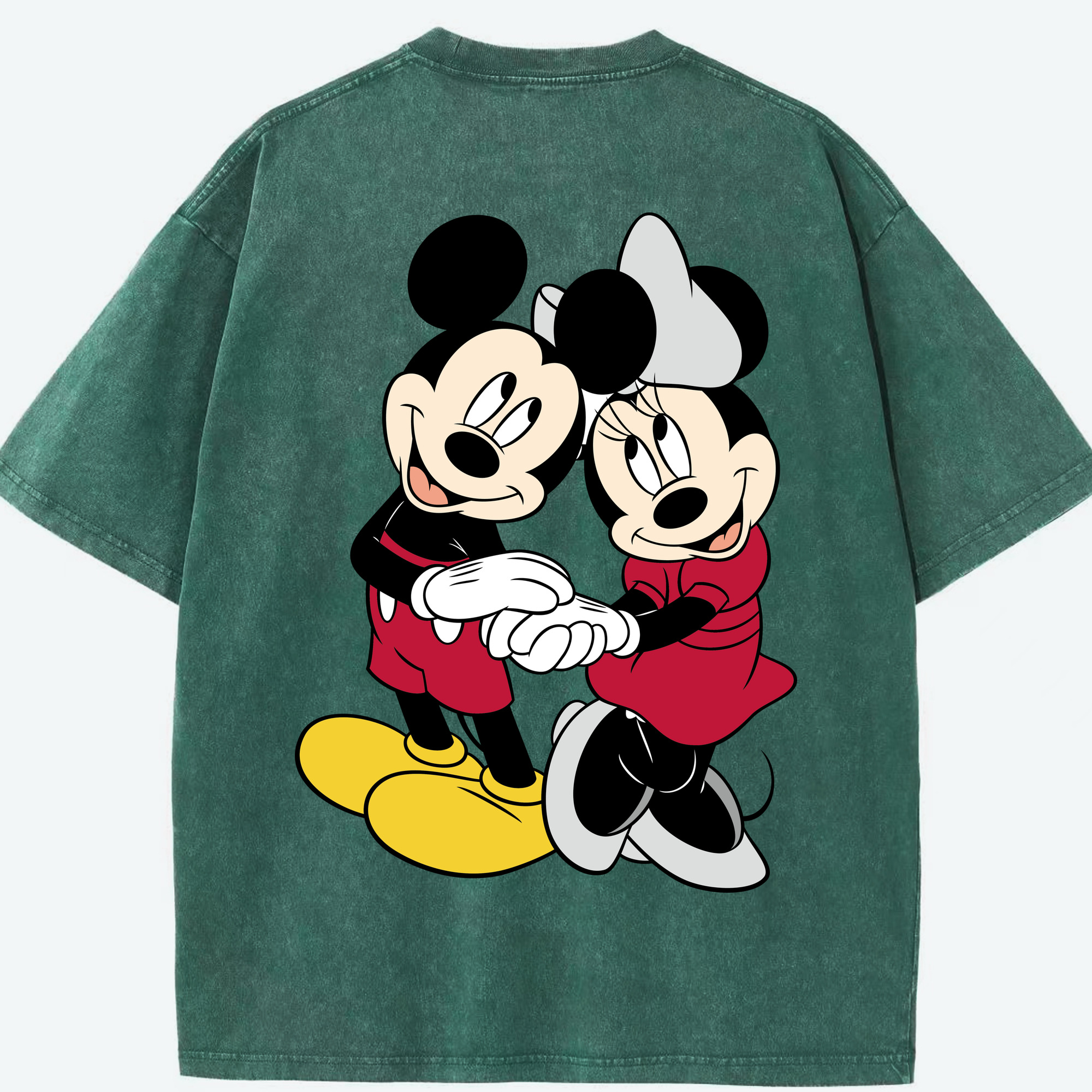 （画像用） ミッキーマウス Mickey Mouse 綿100% ヴィンテージ風 半袖Tシャツ（背面プリント）